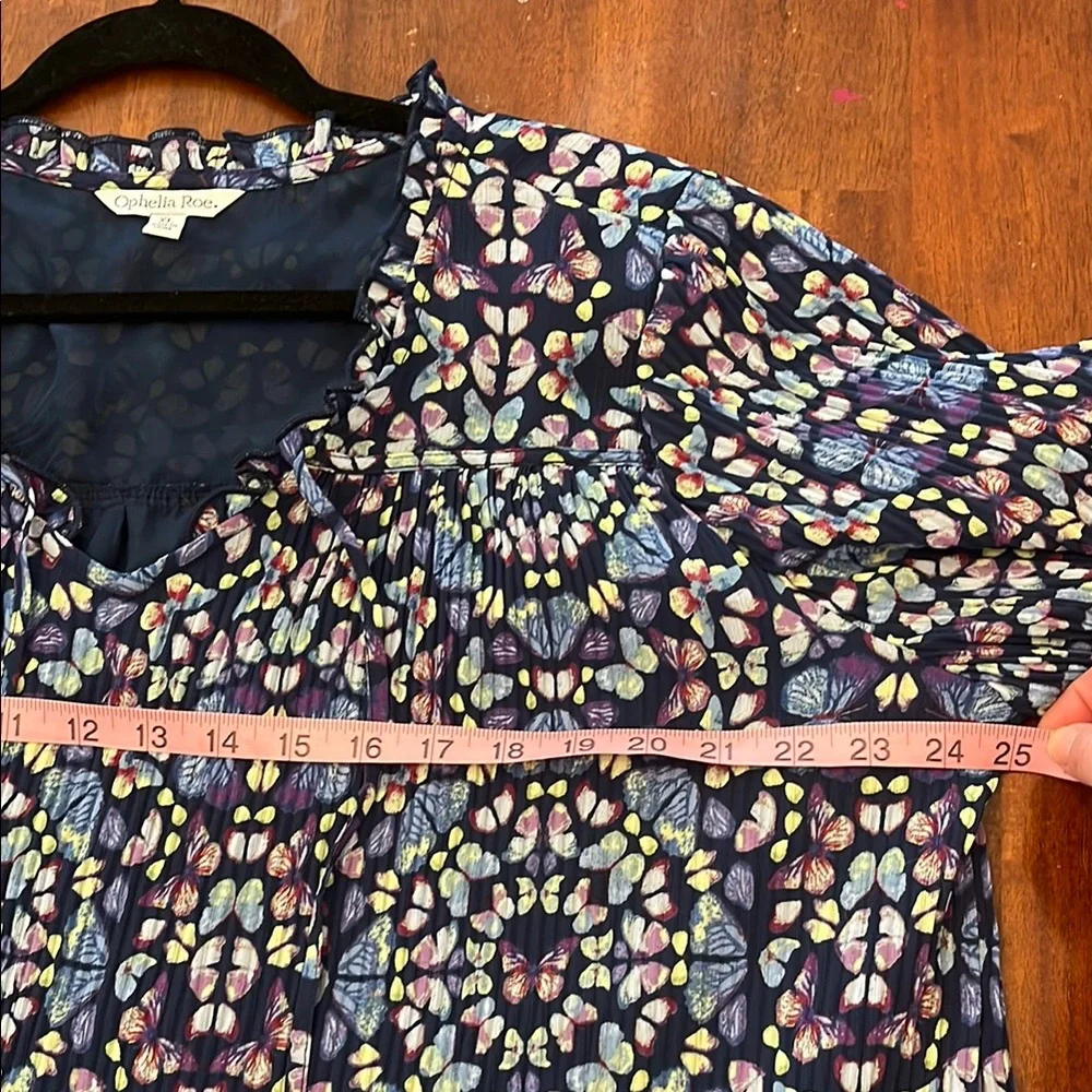 Ophelia Roe Graphic Blue and Black Long Sleeve Blouse